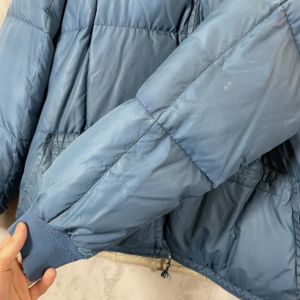 Vtg 50s 60s Eddie Bauer Down Jacket Mens Medium TALON USA Hooded Puffer Coat